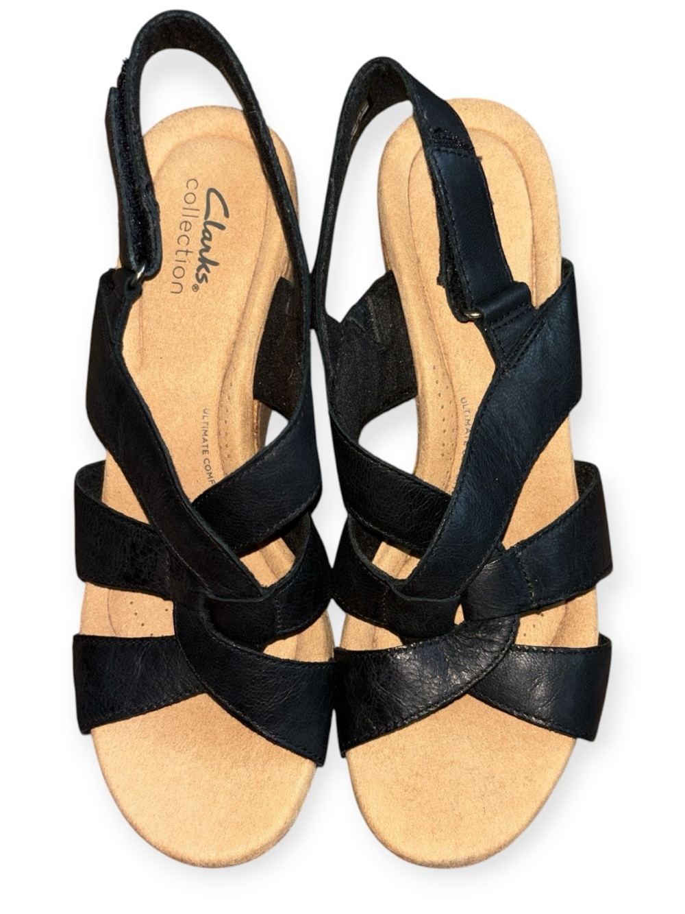 Clarks Black Strappy Slingback Sandals, NWOB